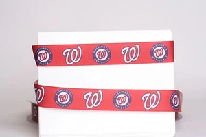 Nastro Grosgrain WASHINGTON NATIONALS BASEBALL 7/8" 1,3,5,10 iarde SPEDIZIONE DAGLI USA - Foto 1 di 1