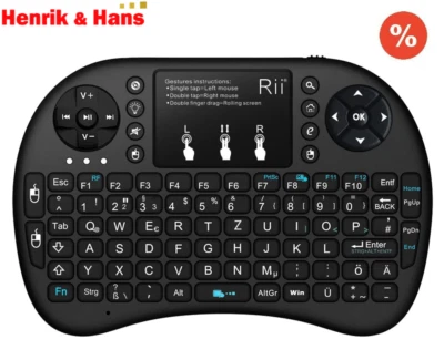 Rii i8+ Kabellos Tastatur Touchpad Mini Funk Wireless Keyboard Backlit Deutsch - Bild 1 von 3