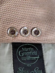 38XS 38S Martin Greenfield ATOMIC Vtg 50s Brown Shiny Pindots Jacket Blazer Coat