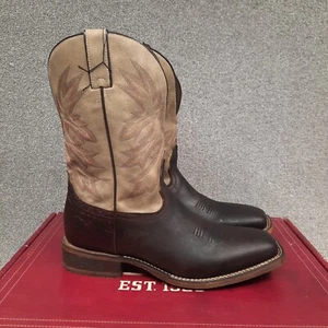 Nocona Henry Antiqued Brown Leather Cowboy Western Boots Men's Size 11 D Brown - Picture 1 of 13