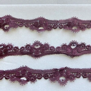 2 Yards Maroon Embroidered Ribbon Trim for Sewing/Crafts/Bridal/1"Wide - Picture 1 of 15