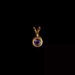 9ct Yellow Gold Round Amethyst Pendant (4mm) - Optional Chain - Picture 1 of 6