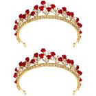 2Pcs Rose Designed Bride Headdress Wedding Hair Crown Wedding Girl Women Tiara