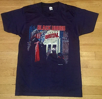 VINTAGE 1986 BLACK UHURA BRUTAL T-SHIRT M SCREEN-STARS USA REGGAE Authentic NOS - Image 1 of 2