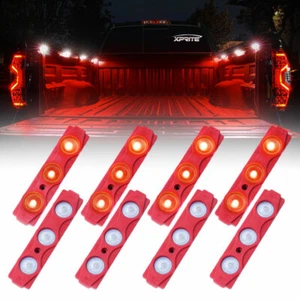 Xprite 8pcs Waterproof Truck Cargo Bed Pickup LED Light Pods Strip Kit RED - Imagen 1 de 7