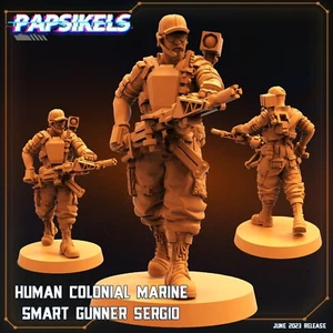Human Colonial Marine Smart Gunner Sergio Papsikels Miniature AvP Aliens - Picture 1 of 1