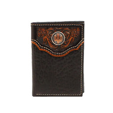 Nocona Men's Floral Embossed Black Leather Wallet N500004201