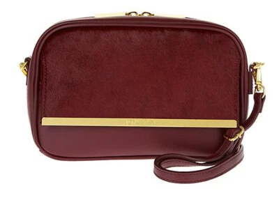 Bolso Bandolera Joy & Iman Luxe Cuero y Pelo de Becerro ROJO Cabernet con RFID  Foto 1 de 4
