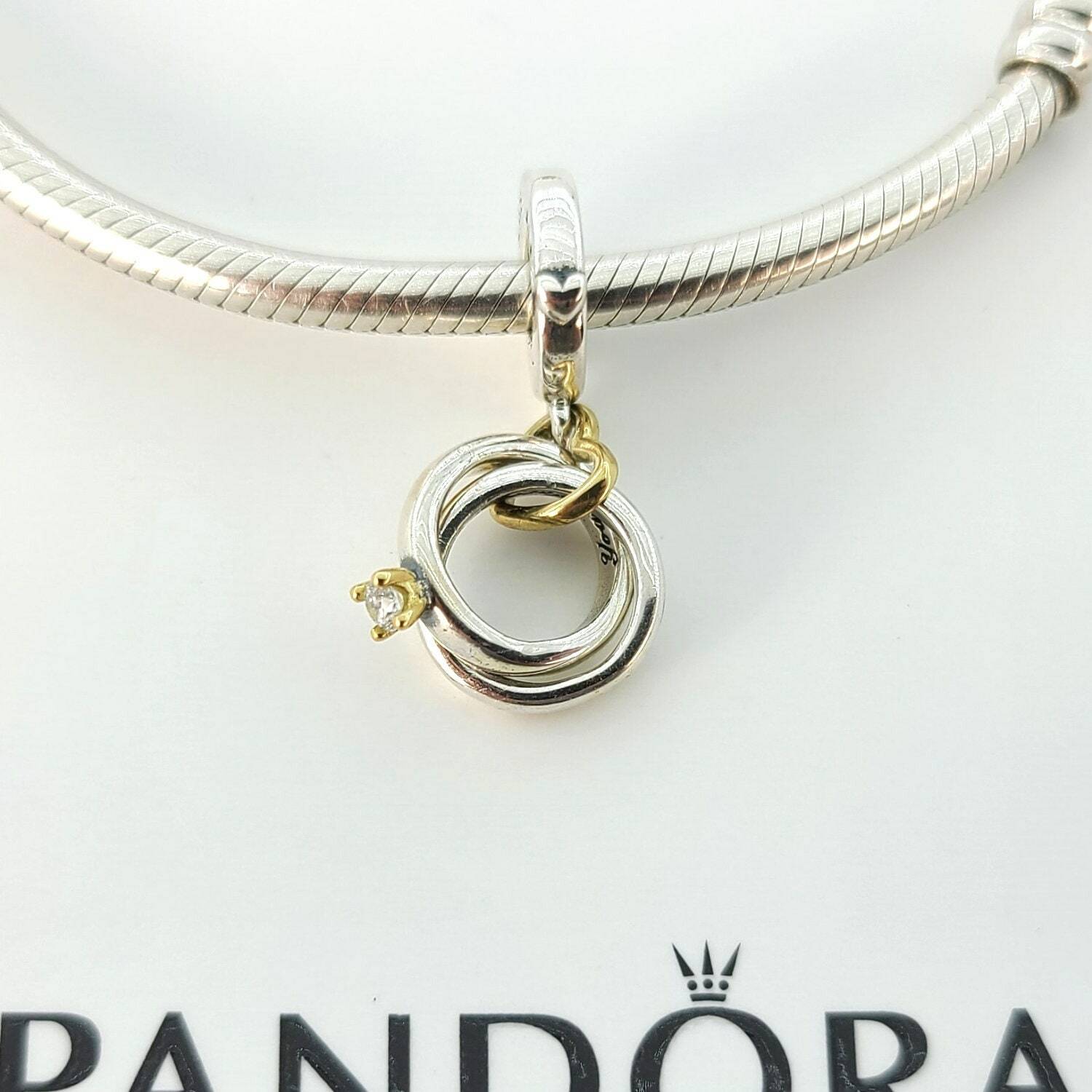 New Pandora Silver 14K Gold Sparkling 