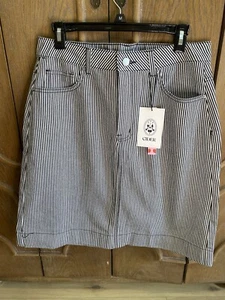 Cider Black And White Striped Women’s Jean Skirt Size Large NWT - Picture 1 of 6