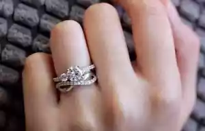2Ct Round Lab-Created Diamond Bridal Set Wedding Ring 14k White Gold Plated - Picture 1 of 4