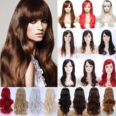 Us Stock Long Hair Cosplay Wig Full Head Wigs With Bangs For Women Girls Dress - Image 1 of 4