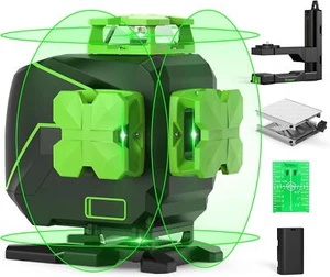 4D Self-Leveling Cross Line Laser Level 16 Lines Green UK Plug + Lifting Base - Picture 1 of 11