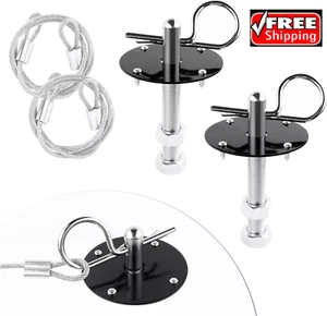 Hood Pins Kit For Car Stainless Steel Hood Pin Lock Clip With Racing Lanyard For - Picture 1 of 5
