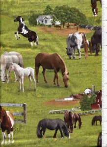 bucolic ~ HORSE FARM SCENIC ~ fabric elizabeth's studio - Picture 1 of 1