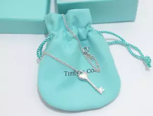 Tiffany & Co. Sterlingsilber 1P Diamant Schlüssel Anhänger Halskette 16" - Bild 1 von 7