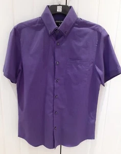 DEBENHAMS COLLECTION MEN'S TAILORED FIT PURPLE SHORT SLEEVE SHIRT - Size Small - Picture 1 of 4