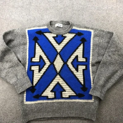 Vintage Pringle of Scotland Sweater Mens Large Wool Geometric Crewneck 80s - Image 1 of 4