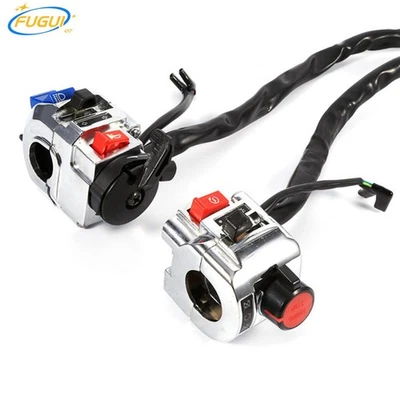 Interruptor de control de manillar de motocicleta de 7/8" carcasa cromada interruptor de arranque de señal de giro Foto 1 de 4