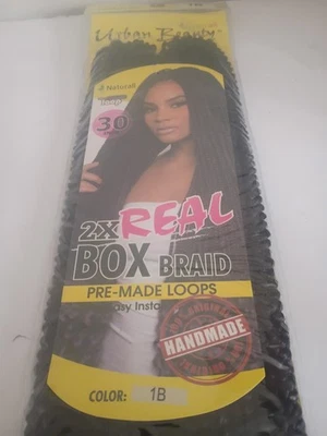 Urban Beauty 2X Real Box Braid Hair 30" 1B Crochet Braids Synthetic Extensions - Image 1 of 3