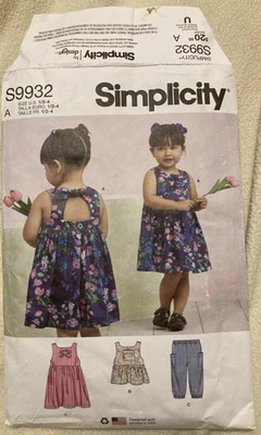 Simplicity S9932 Pattern Jumper Dress Top Pants 1/2, 1, 2, 3, 4 Uncut - Image 1 of 4