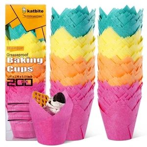 Tulip Cupcake Liners 200PCS, Muffin Liners Baking Cups, Cupcake Wrapper for P... - Picture 1 of 7