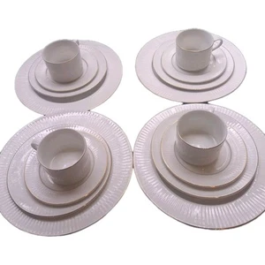 Vajilla Gibson Claremont dorada 4 lugares base marfil borde dorado 20 piezas - Imagen 1 de 17