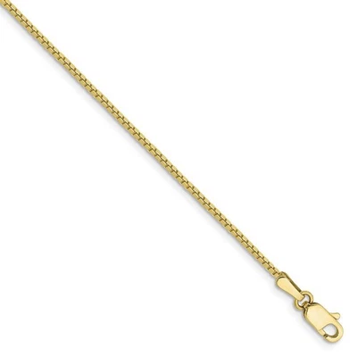 1.1mm, 10k Yellow Gold, Box Chain Anklet, 9 Inch - Image 1 of 4