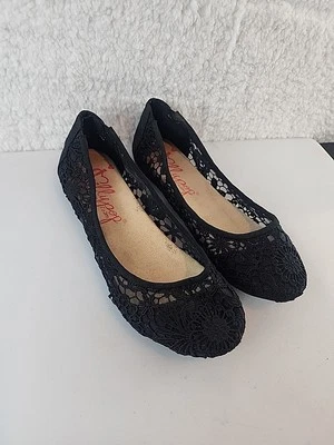 JELLYPOP BIZLE ЧЕРНЫЙ ЦВЕТОЧНЫЙ КРЮЧКОМ КРУЖЕВА БАЛЕТКИ 5,5  - Изображение 1 из 4