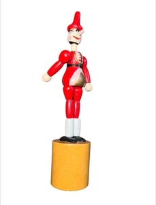 Vintage Wooden Pinocchio Collapsible Thumb Press Puppet 5.5” - Picture 1 of 2