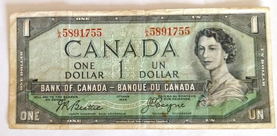 1954 Canada $1 devil's face note currency paper money Beattie Coyne 1755 - Image 1 of 3
