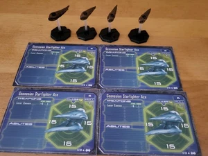 4 Star Wars Miniaturen Raumschiff Schlachten Spiel Geonosian Starfighter Ace #51 & Karten - Bild 1 von 4