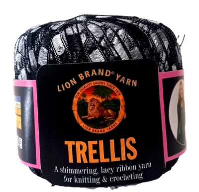 Lion Brand Trellis Black & Silver Ribbon Yarn NEW - Image 1 of 4