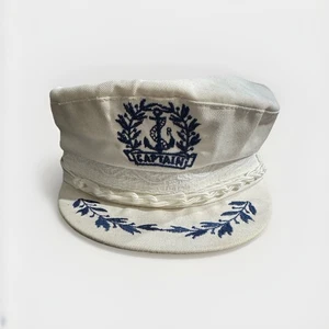 Greek Fisherman’s Captain’s Cap~White 100% Cotton~57-7 1/8~RAR Or Uncommon~ - Bild 1 von 7