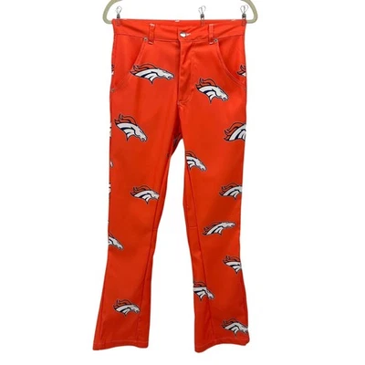 Denver Broncos Womens XXS Pants Flared High Rise Orange Logo - Image 1 of 4