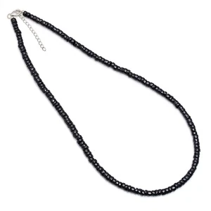 AA Black Spinel Beads Necklace,Natural Black Spinel Heishi Tyre Beads Necklace - Picture 1 of 5