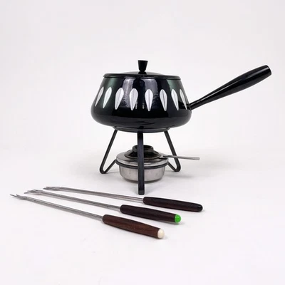 Vtg Catherine Holm Enamel Fondue Lotus Pot in Rare Black Color - Image 1 of 4