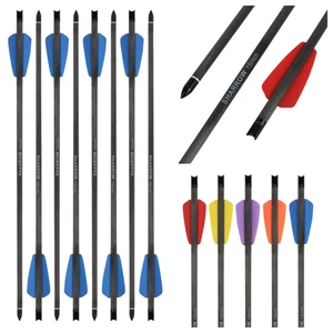 15" Bolts Pure Carbon Arrow Screw Points Vanes Mini Bow Archery Hunting Shooting - Picture 1 of 17
