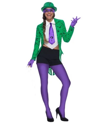 RARE- DC Comics Riddler Super Villain Costume Cosplay Medium 8-10 Women’s - Image 1 of 4