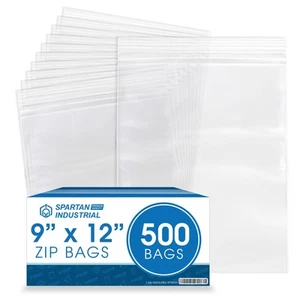 - 9” X 12” (500 Count) 2 Mil Clear Reclosable Zip Plastic Poly Bags with Rese... - Picture 1 of 7