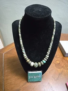 DTR Jay King Graduated 925 Green Magnesite Mosaic Turquoise bead Necklace #70 - Picture 1 of 3