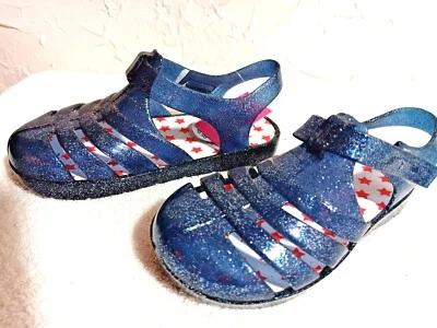 SANDALS LIGHTS UP 可调脚趾尺寸 9 英寸海军蓝柔软/舒适 — 第 1/4 张图片