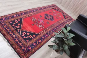 4 Fuß 3 Zoll x 9 Fuß 6 Zoll Vintage Orientalisch ROT Läufer Handgeknüpft Wolle Traditionell Vorleger - Bild 1 von 18
