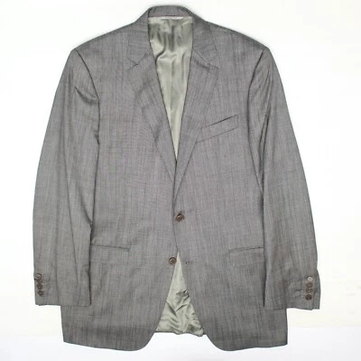 Canali 1934 Mens Suit Coat 42L 43L Medium Gray Sharkskin Wool Silk Jacket Italy - Image 1 of 4