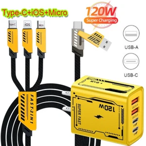 120W Fast Type C Wall Charger , 5-In-1 65W Super Fast Cable For Cell Phone iPad - Picture 1 of 26
