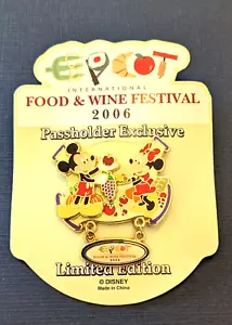 2006 Disney Epcot Food and Wine Festival Pin- Mickey and Minnie Dangle LE 2000 - Picture 1 of 3