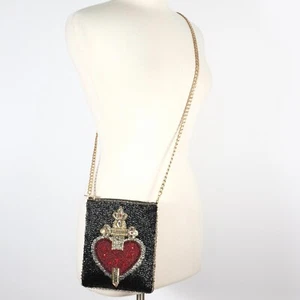 Disney Mary Frances beaded bag Queen of Hearts black red - Picture 1 of 7