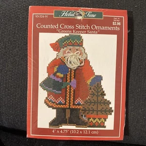 Janlyn Holiday Time "GREENS KEEPER SANTA" Kreuzstich Weihnachtsschmuck Neu in Verpackung - Bild 1 von 4