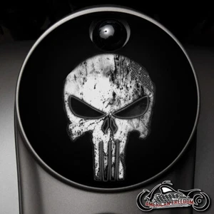 Harley Davidson Fuel Console Door Gas Door 2008+ Touring Punisher Skull - Picture 1 of 1
