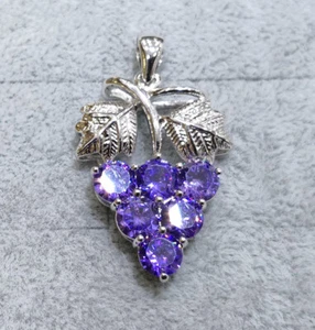 Blue Green Yellow Red Purple Cubic Zirconia 18KWGP Grape Pendant Chain Necklace - Picture 1 of 12
